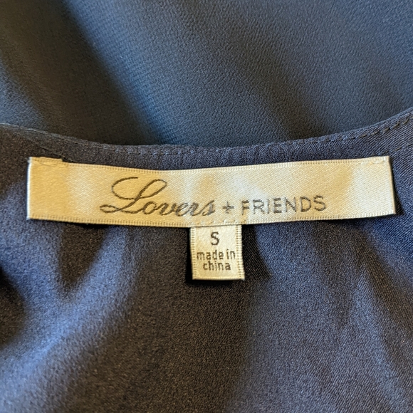 LOVERS + FRIENDS X REVOLVE LUCY DRESS navy mini dress cold shoulder Sz Small EUC - Picture 5 of 7